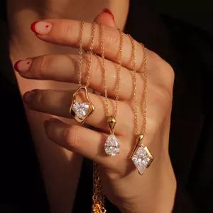 Shuling sang trọng tối giản vòng cổ kim cương đơn thiết kế hình trái tim và giọt nước Trang sức mạ vàng 18K