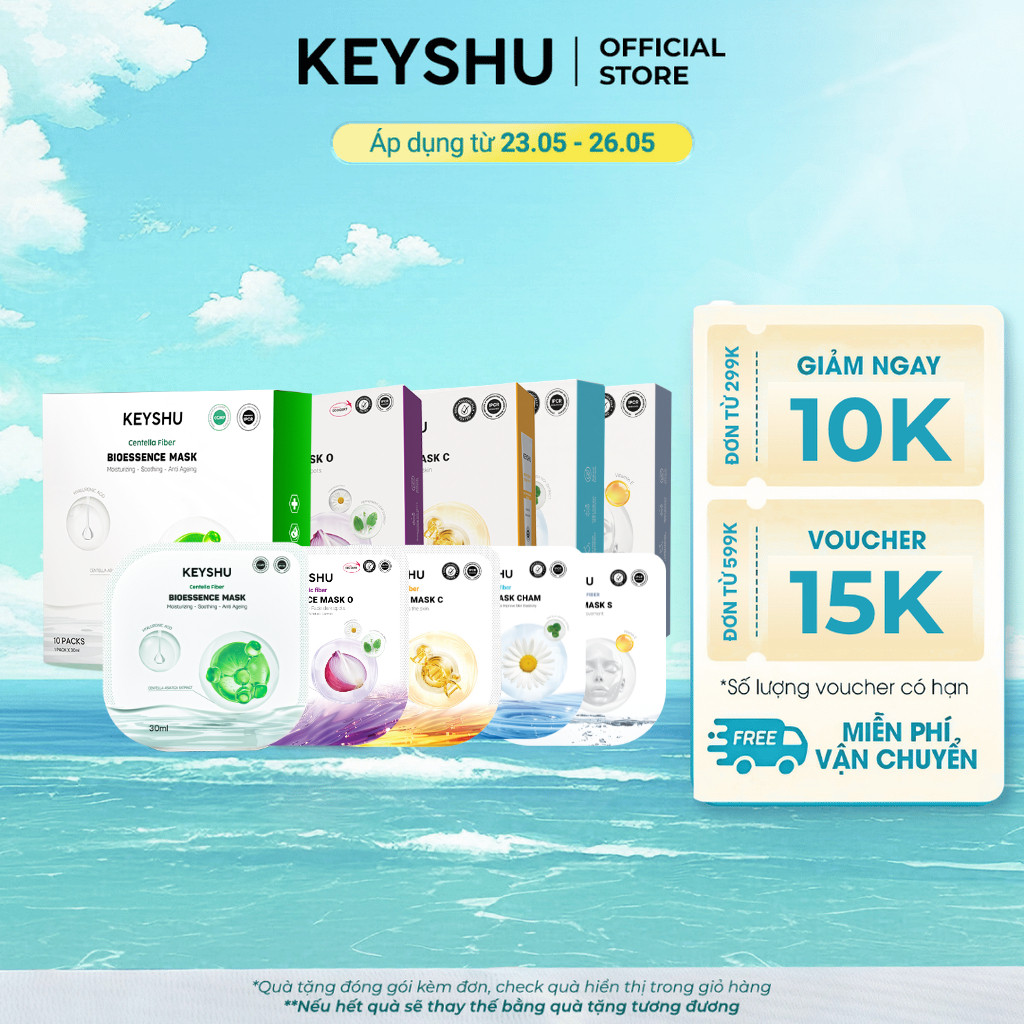 [LIVE] 1 Hộp Mặt Nạ KEYSHU 10 Miếng 30ML Dưỡng Ẩm, Làm Sáng Da, Hỗ Trợ ...