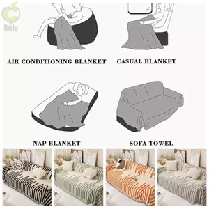 Khăn choàng sofa ROLY, Chăn đi văng thân thiện với da in hai mặt, Vỏ bọc ghế sofa vải Chenille tự nhiên chống trượt