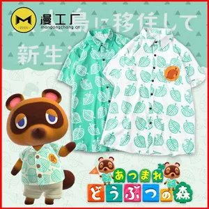 YB1 Hãy tập hợp! Animal Mori Friends Animal Crossing Áo sơ mi lá ngoại vi Raccoon Bean Jelly BY1