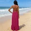 PCF * Đầm dài nối thoải mái Viscose LinenBackless Halter Váy cho những ngày nóng bỏng