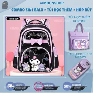 COMBO 3in1 Balo Kuromi, Cinamon, Melody dễ thương chống nước cho bé gái tiểu học- kimbunshop1515