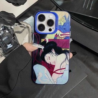 Ốp lưng Ukiyo-e Nhật Bản, chống sốc phong cách nghệ thuật cổ điển Bảo Vệ Camera Cấp iPhone 17/16/15/14/13/12/11/X/XS Ma