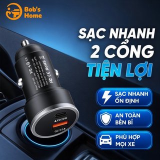 Sạc Xe Hơi USB C USB A Sạc Nhanh Cổng Kép Hợp Kim Nhôm Mini Auto Adapter 12V 24V