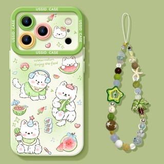 Mùa Hè Lạnh Dưa Hấu Trắng Chó Trường Hợp Điện Thoại Cho iPhone 17 16 15 14 13 12 11 Pro Max X Xr Xs Max 7 8 Plus SE2020