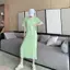 Máy cắt cẩn thận Váy dài vừa phải dành cho nữ Mùa hè Phong cách mới lưng hẹp thon gọn hơn Halter Over-the-K