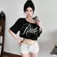 Hợp Thời Trang In Off-Waist Short Top xiên Vai Độc Đáo May Không Đều Viền Nhóm Cô Gái Khiêu Vũ Hàng Ngày Áo Thun Phù Hợp