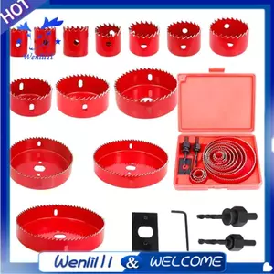 Cho Dụng Cụ Chế Biến Gỗ 16 Lỗ Bộ Cưa Cốc Khoan Mũi Cho Gỗ Nhựa PVC Kim Loại 19-127mm Cho Gỗ Vương Miện