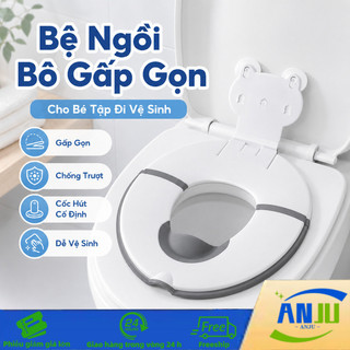 Ghế ngồi bô gấp cho bé dùng bồn cầu, di động chống trượt chống văng, cốc hút cố định, dễ giặt cho phòng tắm