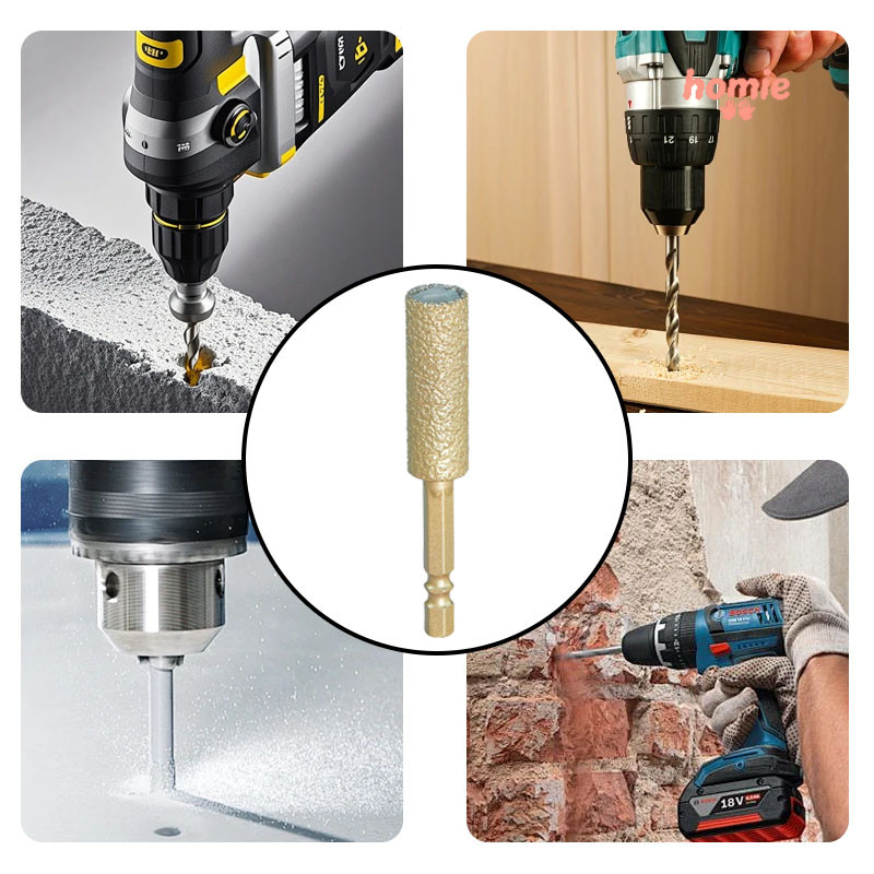 ✨Homie✨6MM Mũi khoan gạch men, đầu đánh bóng mũi khoan, khoan khô, cắt tỉa cạnh