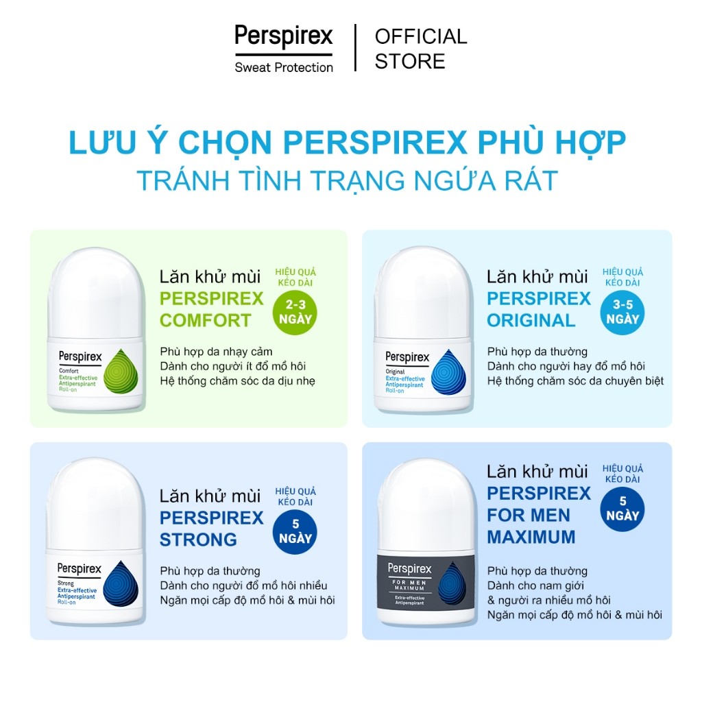 Lăn khử mùi Perspirex For Men Maximum cho nam giới 20ml Khử Mùi và Ngăn Mồi Hôi Hiệu Quả