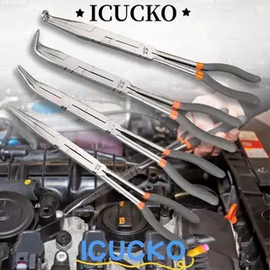 Kìm thẳng ICUCKO, Kìm mũi dài tay cầm chống trượt, Thép Carbon đa chức năng 25 / 45 / 90 độ Kìm mũi uốn cong Kỹ sư thợ máy