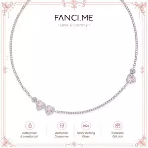 FANCIME "Ấn tượng hồng" Vòng cổ bạc hình trái tim Halo