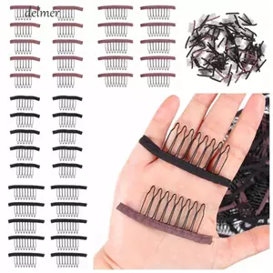 DELMER 10 Cái / lốc Lược Tóc Giả, Kẹp Tóc Giả Bằng Thép Không Gỉ 6 / 8 Theeth, Phụ Kiện Tóc Giả Chuyên Nghiệp DIY Bền Tóc Kẹp Nối Dài Cho Mũ Tóc Giả