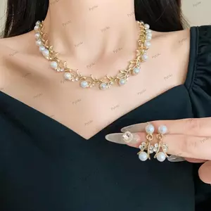 PYCOU 4 Cái / bộ Bộ Vòng Cổ, Thiết Kế Tinh Tế Chất Liệu Hợp Kim Bộ Trang Sức Cổ Điển, Vòng Tay Bohemian Sang Trọng Phong Cách Ngọt Ngào Ngọc Trai Bộ Trang Sức Thời Trang Nữ