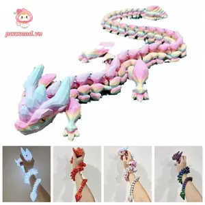 Đồ trang trí động vật mô phỏng PWSEND, Rồng sừng in hình rồng dạ quang PLA, Khớp nối nóng có thể di chuyển được Chiều dài nhiều màu 11,8 inch Hình quà tặng trang trí