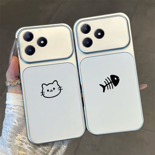 Ốp Lưng PBZZ Cho Realme C63 C61 4G C83 Realme note 60X 60 70 70x 70t 80 4G Vỏ Điện Thoại Lo Âu Vỏ Mềm Chống Sốc Thiết Kế Mới Thẩm Mỹ Cặp Đôi Mèo Hoạt Hình Dễ Thương DSCYGT1
