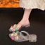 Giày Super Fairy Jelly Giày Hoa 2025 Thời Trang Độc Đáo Trong Suốt Giày Ba Chiều Giày Sandal Đế Bằng Giày Đi Biển OQPQ
