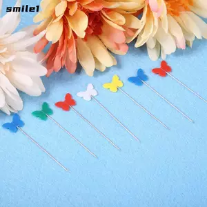 SMILE 200 Chiếc Quilting Chân, Nhựa Đầu Phẳng Chân Đầu Phẳng, Chân Thẳng Hình Bướm Đầu Màu Hỗn Hợp Đầm Chân Trang Trí Trang Sức