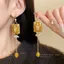 Thời Trung Cổ Cổ Trang Sức Kim Bạc Kim Cương Hoa Ngọc Trai Nhân Tạo Bông Tai Retro Thời Trang Niche Bông Tai Dài 6.1