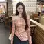 Áo thun cổ phẳng không đều họa tiết kẻ sọc dành cho nữ dài tay Tính khí ngọt ngào Phong cách cay lệch vai Slim-Fit hẹp-Waist One-