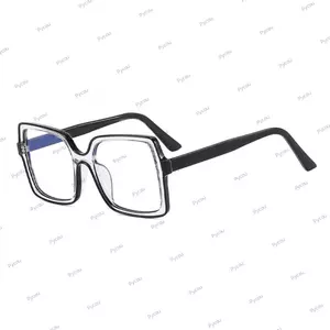 Kính Khung Vuông PYCOU, Mẫu Chất Liệu PC Kính Mắt Quang Học, Thiết Kế Thời Trang Hai Màu Unisex Phong Cách Chống Ánh Sáng Xanh Kính Nam Nữ