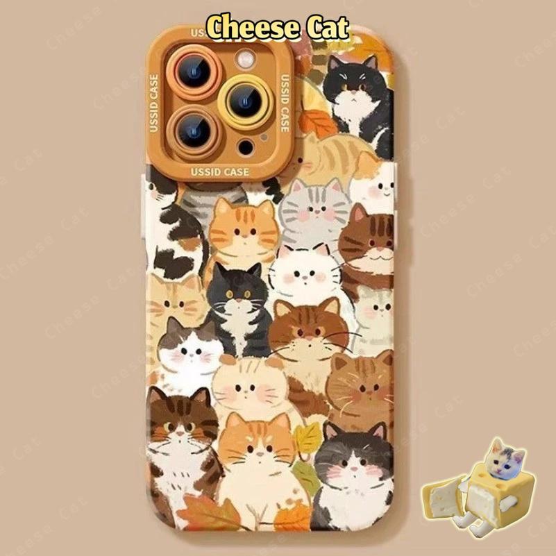 Ốp điện thoại hình mèo con tròn trịa và mũm mĩm cho iPhone 13 14 15 Plus 11 12 16 17 Pro Max XR Xs Max 7Plus 6 8 SE