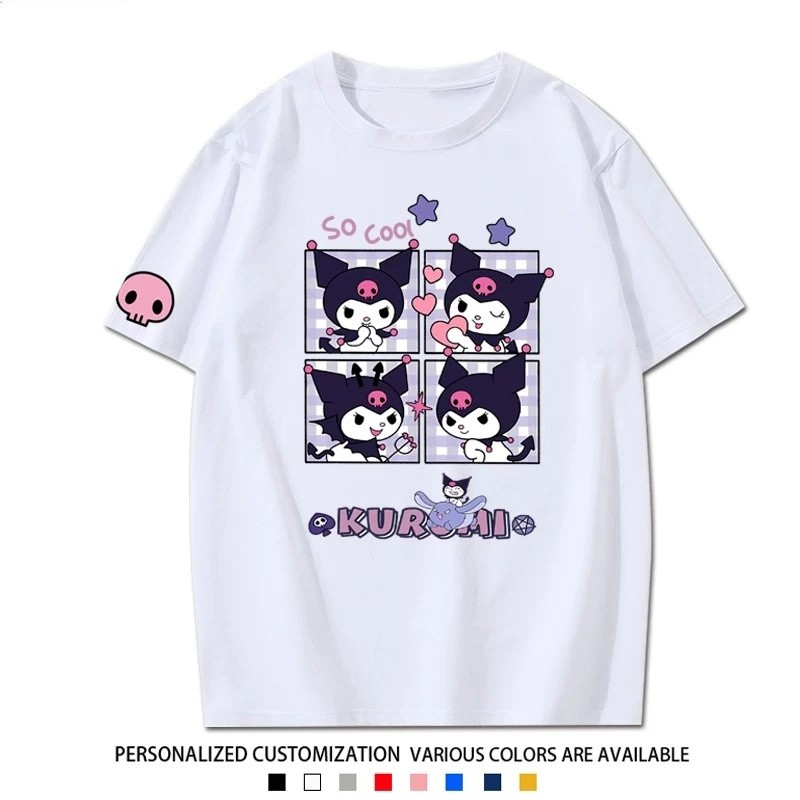SY3 Sanrio KUROMI MELODY áo thun ngắn tay áo thun hoạt hình dễ thương mùa hè YS3