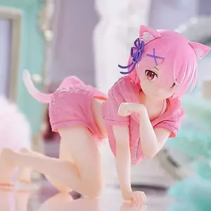 Re: Zero Ram Hình 7cm – Tư thế Pyjama cho mèo bò, Quà tặng trang trí bàn làm việc Anime dễ thương