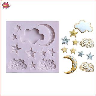 N & X 1 Khuôn Bánh Silicon Fondant Cloud Star Moon Khuôn Socola Đám Mây Khuôn Trang Trí Bánh Phụ Kiện Dụng Cụ DIY.