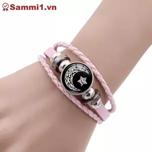 Vòng tay cặp đôi phát sáng ZK: Mặt trời & Mặt trăng có thể điều chỉnh màu đen Bện Tình bạn Trang sức VN
