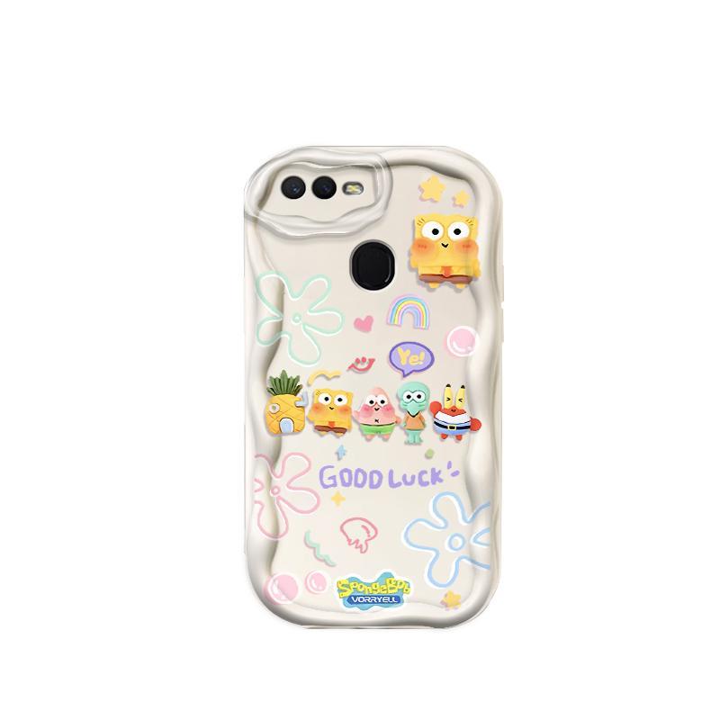 Thích hợp cho OPPO A5S A7 A12 F9 F9 Pro Phụ kiện 3D TPU mềm SpongeBob SquarePants Vỏ điện thoại chống sốc