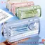 Túi đựng bút BEABOUT, Bút chì trong suốt hai lớp, Đế tam giác ổn định đơn giản Túi văn phòng phẩm dung tích lớn Học sinh