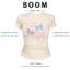 BOOM Áo Baby Tee Nữ Cotton Ôm Body-Áo Thun Ngắn Tay Y2K In Hình PhongCách Mùa Hè, Cổ Tròn Hàng Đầucách hàn quốc phong077
