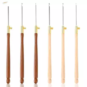 Kim móc ZENZON, 3 kim đan móc kim thêu, Tay cầm bằng gỗ thêu ngược nhiều kích thước Kim thêu chữ thập đính cườm