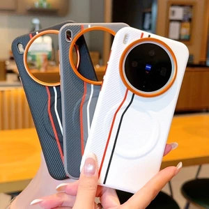 Dành Cho VIVO X300, X300 Pro ELVEV Chống Sốc Dòng Kép Họa Tiết Da PU Cứng PC Hút Điện Thoại