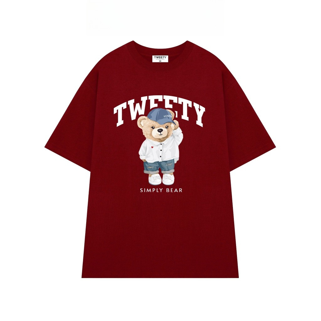 （Giao hàng 24h）Angela Áo Thun Nam Nữ Local Brand Tweety Simply Bear Unisex Premium Cotton 220GSM#1