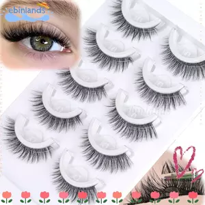 Lông mi tự nhiên EBINLANDS, Lông mi tự nhiên có keo dán sẵn, Wispy C-Curl 8-11MM Lông mi giả mắt mèo không keo nối dài mắt
