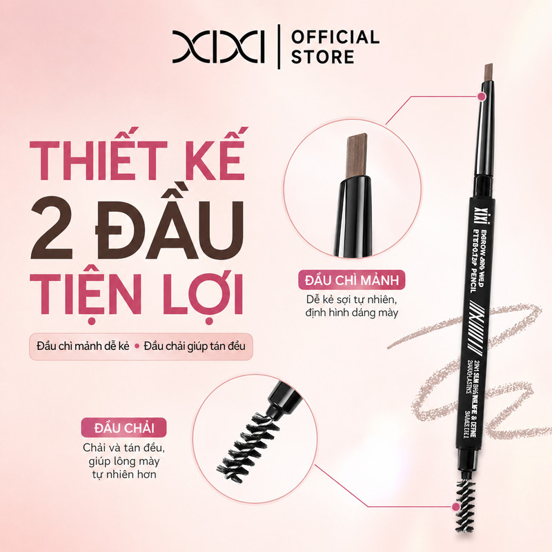 XIXI Chì Kẻ Mày 2 Đầu, Lên Màu Tự Nhiên, Dễ Kẻ Dáng Mày, Không Lem Lâu Trôi D695