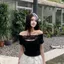 Áo thun ngắn tay một vai ren rỗng dành cho nữ mùa hè Pure Desire Sexy Slim-Fit Bott