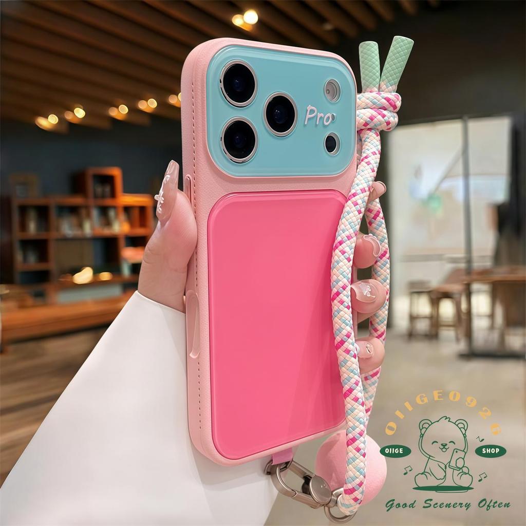 【 Ốp lưng iPhone17 】 Ốp điện thoại tương phản mờ dạng lỏng có dây buộc ngắn iphone17 Pro Max 16 15 14 13 cho vỏ iPhone Vỏ mềm silicon TPU chống sốc