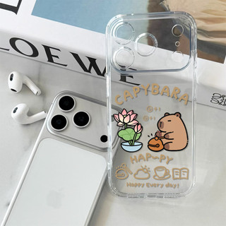 Capybara thảnh thơi ỐP đIệN ThoạI Cho IPhone 17 16PRO 15Plus 14 13 12 11 Promax XR XSMAX ốP Silicon TPU MềM Trong SuốT