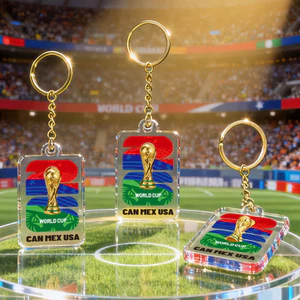 Móc Khóa World Cup 2026 Can Mex Usa BL152 Acrylic Cúp Vàng FIFA Treo Balo Quà Lưu Niệm