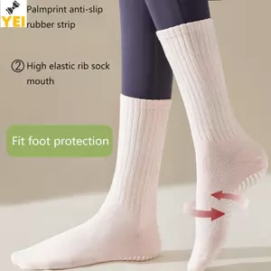 < YEI > Cotton Giữa Bắp Chân Màu Trơn Silicon Chống Trơn Trượt Thể Thao Thể Dục Pilates Yoga Sos Nữ Khiêu Vũ Sos Sàn Sos Mới