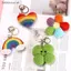 # HB # Luy Bốn Lá Cỏ Ba Lá Móc Khóa Hình Trái Tim Dễ Thương Hoa Handmade Túi Dệt Charm Móc Khóa Túi Sáng Tạo Trang Trí Mặt Dây Chuyền.