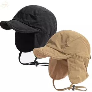 Mũ Bomber AWNGD, Mũ phi công nhung bảo vệ tai cổ điển, Mũ Lei Feng màu trơn chống gió Nhật Bản