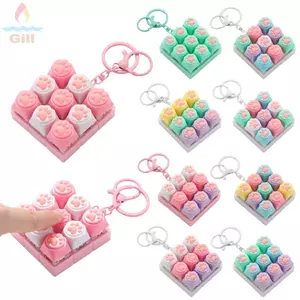 GILL Fidget Móc Khóa, Hình Mèo 9 Phím Bàn Phím Clicker Đồ Chơi, Nút Phím DIY Bàn Phím Giảm Căng Thẳng Ngón Tay Bàn Phím Nắp Bàn Phím Người Hâm Mộ