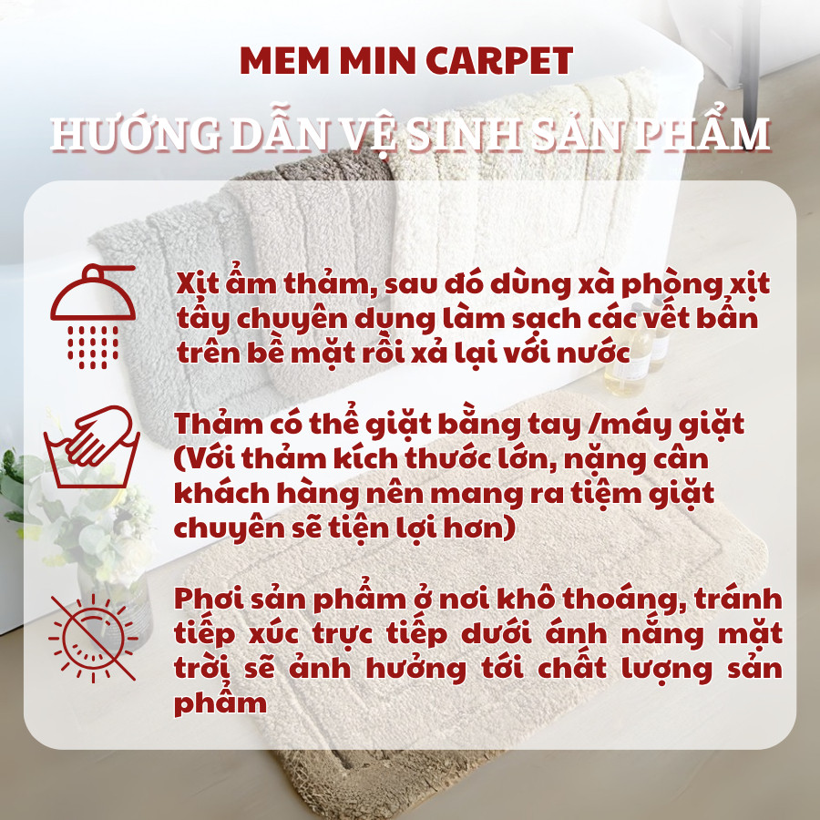 Thảm Lau Chân Lông Cừu Basic Memmincarpet 5D Họa Tiết Mẫu Mới - Êm Mềm, Chống Trượt, Thấm Nước