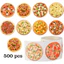 TUYỆT VỜI 500 Miếng Dán Pizza, Tròn Nhiều Màu Sắc Bánh Pizza Dán Cuộn, Chủ Đề Thực Phẩm Dễ Thương Giấy Tự Dính Dán Dán Đảng Ủng Hộ