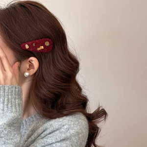 Retro Đỏ Phong Cách Mới May Mắn Vải Tóc Kẹp Bên Cạnh Nữ Cảm Thấy bb Kẹp Mũ Đội Đầu Thu Đông Gãy Tóc Nổ DKAL